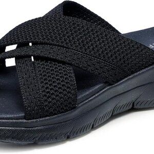 Women's Sport Sandals Vegan Leather Flex Slip-On Cushioned Yoga Foam